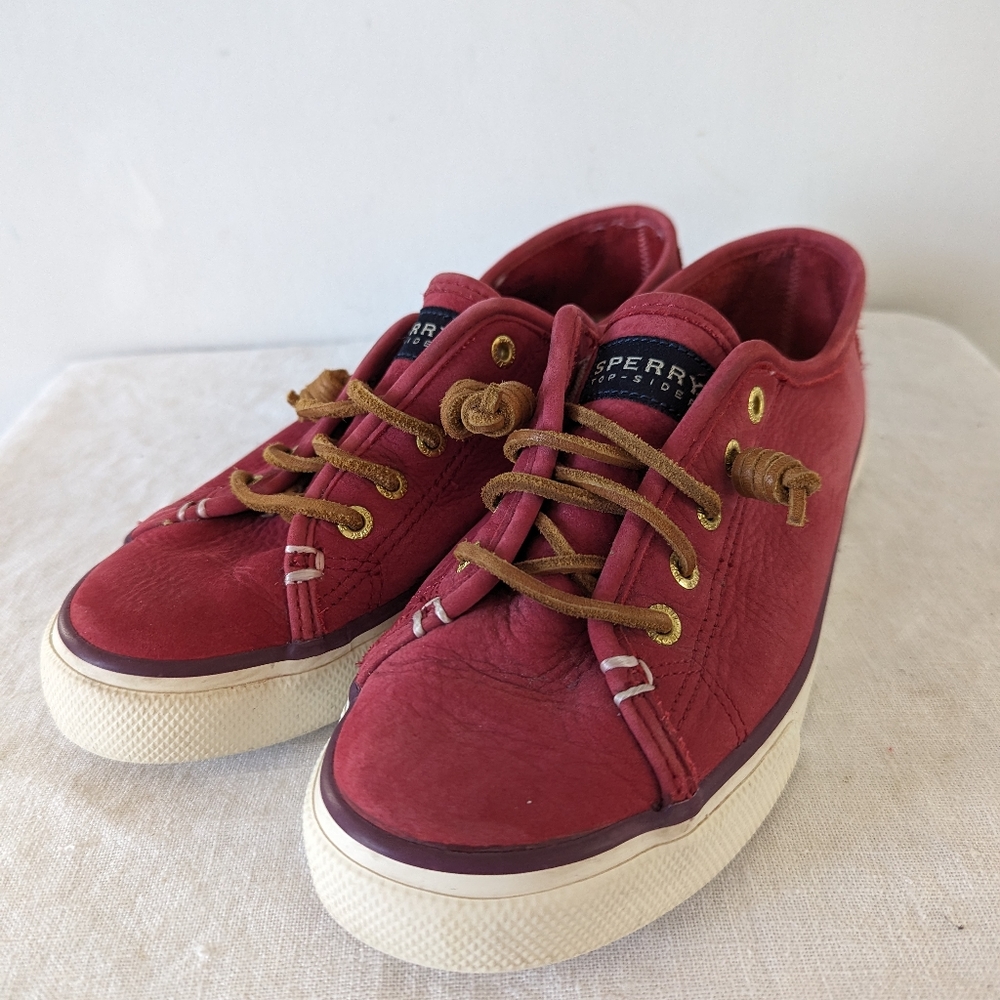Sperry Top Sider Pier View Red Leather Boat Shoe size Women's 7.5